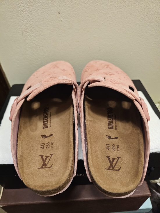 Birkenstock Shoes - Birkenstock Pink Suede Embossed Clog Mules.  Made In Germany